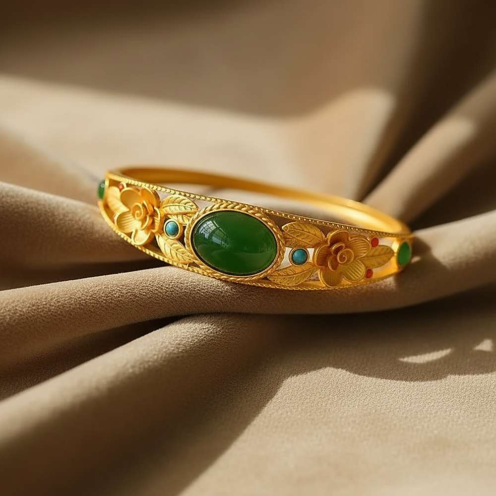 Rhea Emerald Bangle